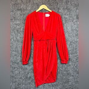 Hello Molly Vibrant Red Long Sleeve Dress Size Medium